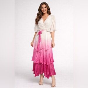 Italy dress NWT Spring Ombré pink Dye Size S / M boutique 30% silk